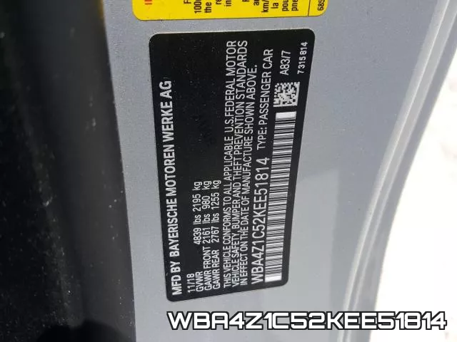 WBA4Z1C52KEE51814 фото 2