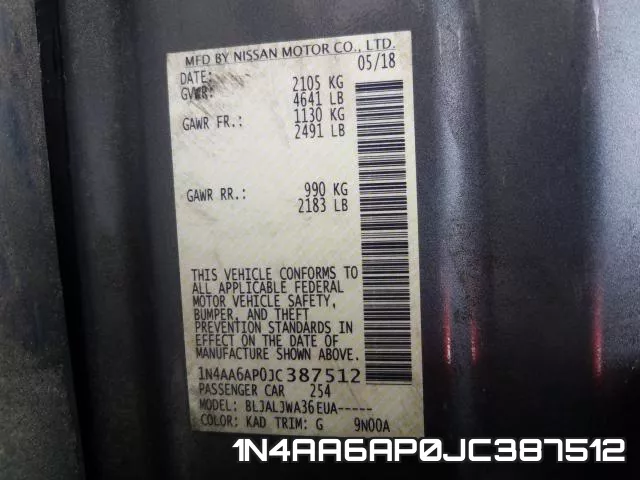 1N4AA6AP0JC387512 фото 2