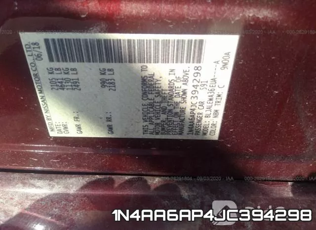 1N4AA6AP4JC394298 фото 10