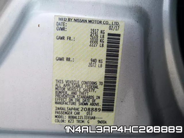 1N4AL3AP4HC208889 фото 2