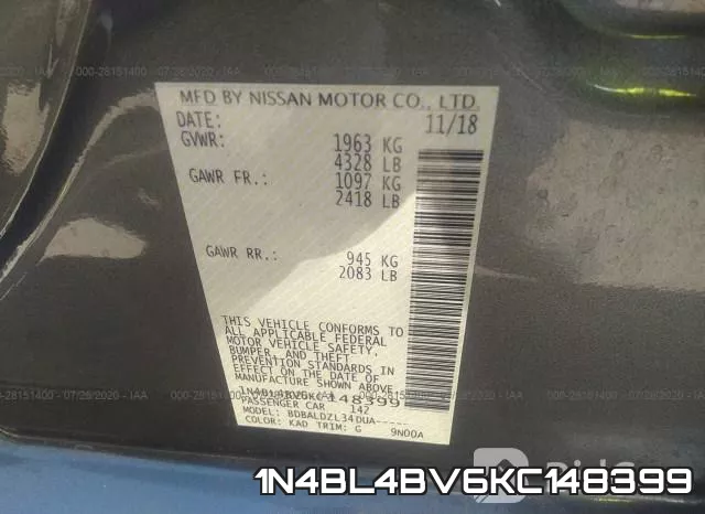 1N4BL4BV6KC148399 фото 10