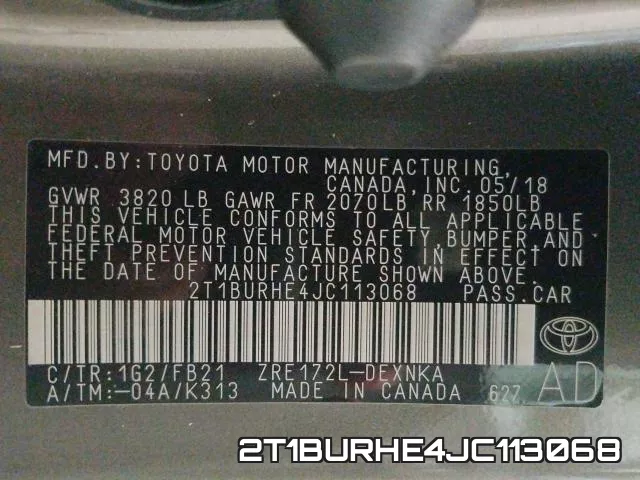 2T1BURHE4JC113068 фото 2