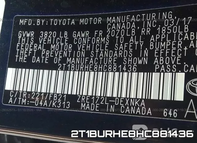 2T1BURHE8HC881436 фото 10