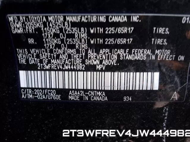 2T3WFREV4JW444982 фото 2
