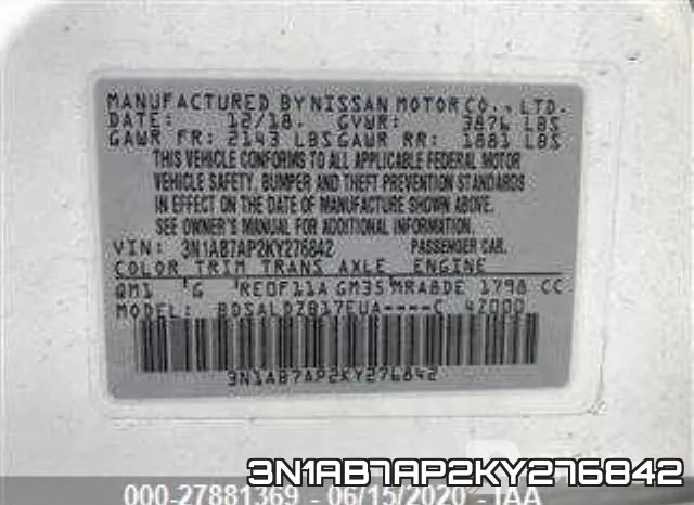 3N1AB7AP2KY276842 фото 10