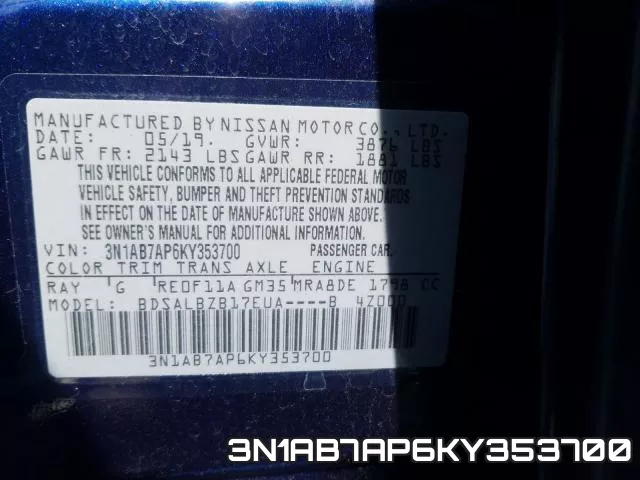 3N1AB7AP6KY353700 фото 2