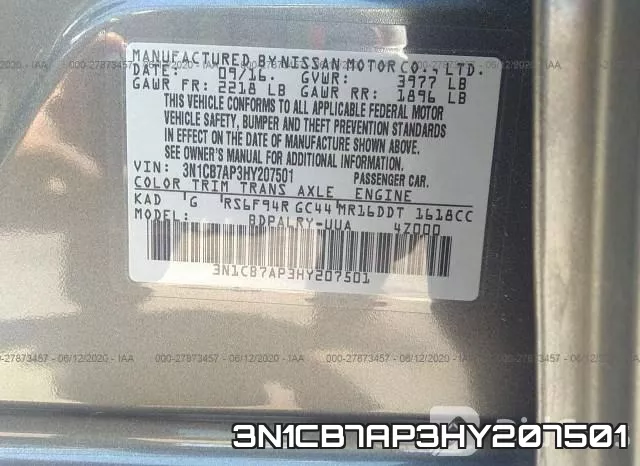 3N1CB7AP3HY207501 фото 10