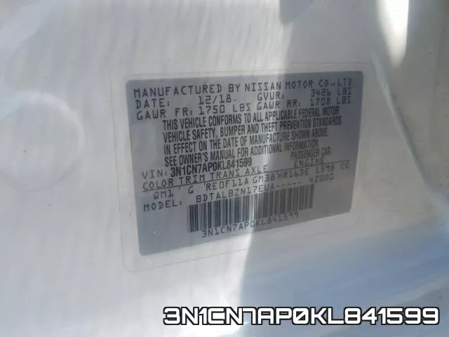 3N1CN7AP0KL841599 фото 2