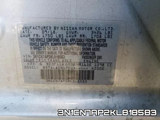 3N1CN7AP2KL818583 фото 2