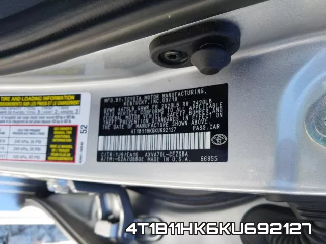 4T1B11HK6KU692127 фото 2