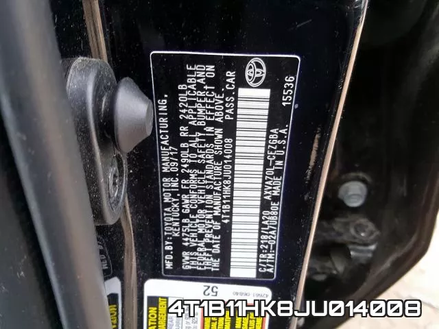 4T1B11HK8JU014008 фото 2