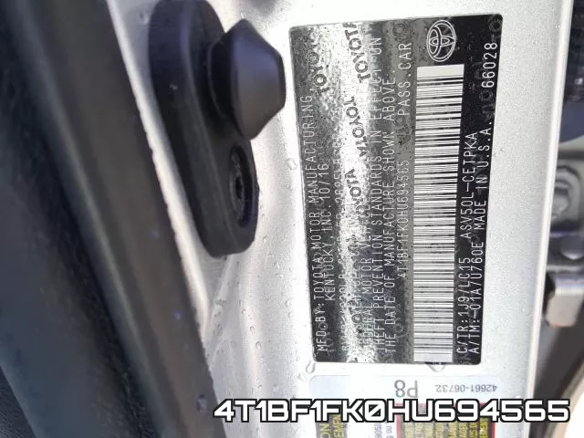 4T1BF1FK0HU694565 фото 2