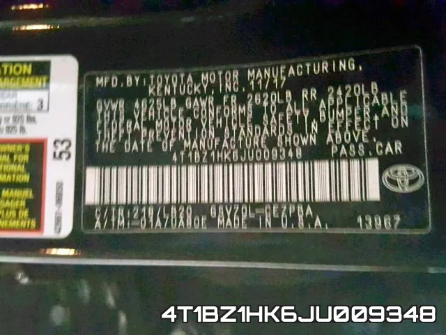 4T1BZ1HK6JU009348 фото 2