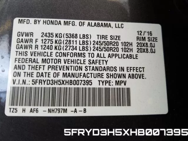5FRYD3H5XHB007395 фото 2