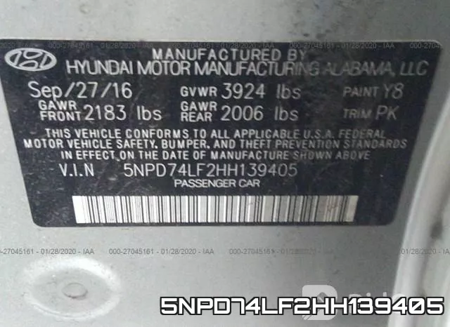 5NPD74LF2HH139405 фото 10