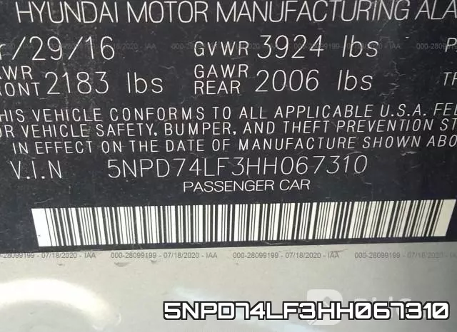 5NPD74LF3HH067310 фото 10