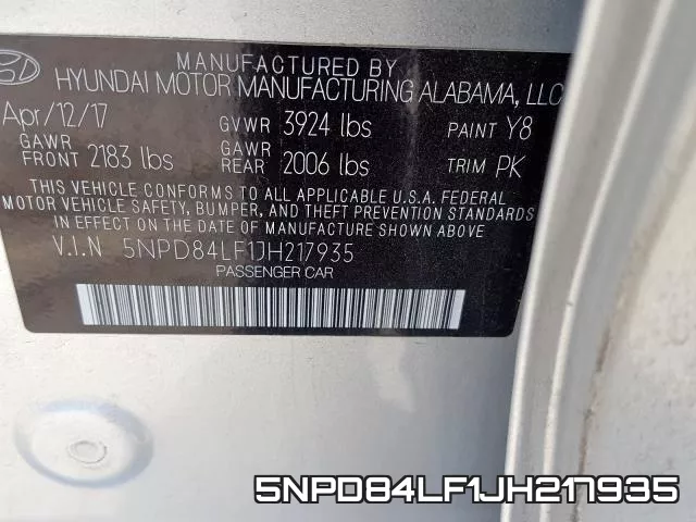 5NPD84LF1JH217935 фото 2