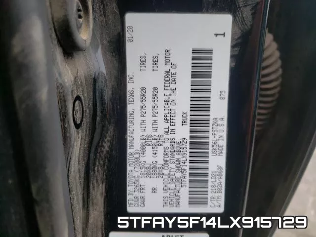 5TFAY5F14LX915729 фото 2