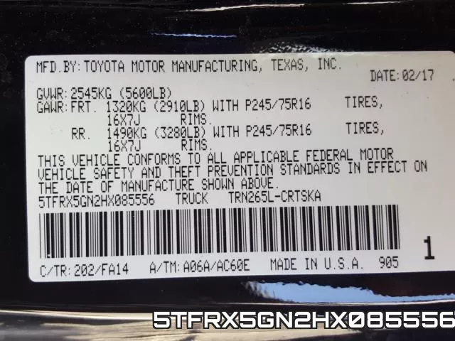 5TFRX5GN2HX085556 фото 2