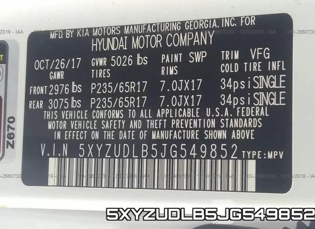 5XYZUDLB5JG549852 фото 10