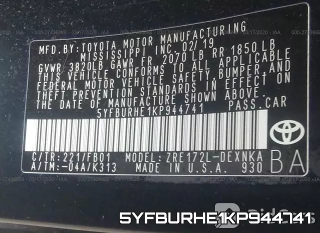 5YFBURHE1KP944741 фото 10