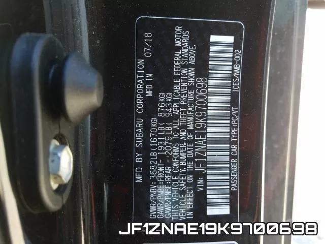 JF1ZNAE19K9700698 фото 2