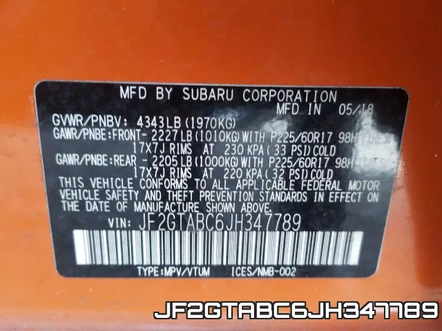 JF2GTABC6JH347789 фото 2