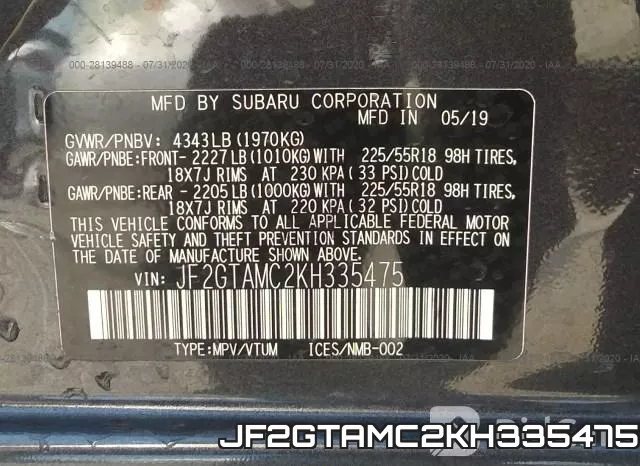 JF2GTAMC2KH335475 фото 10
