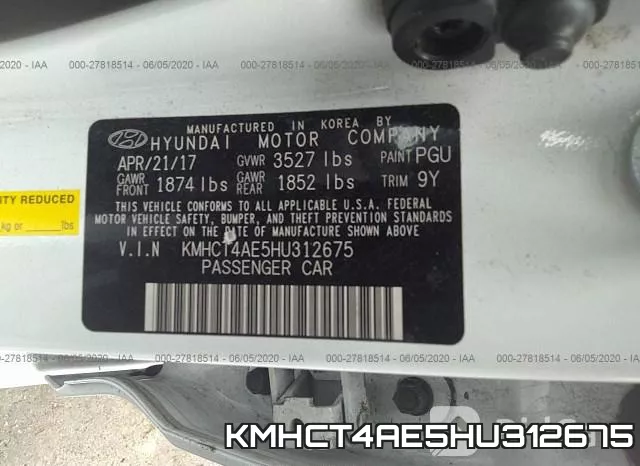KMHCT4AE5HU312675 фото 10