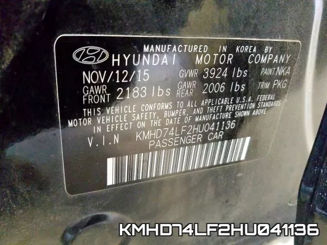 KMHD74LF2HU041136 фото 2
