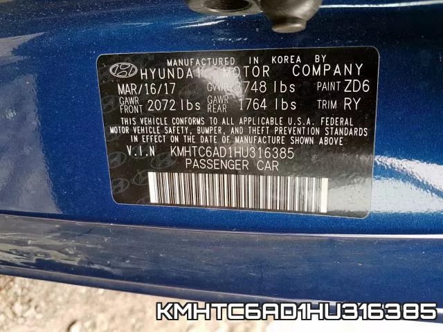 KMHTC6AD1HU316385 фото 2