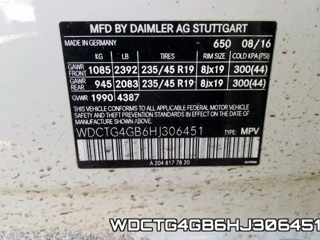 WDCTG4GB6HJ306451 фото 2