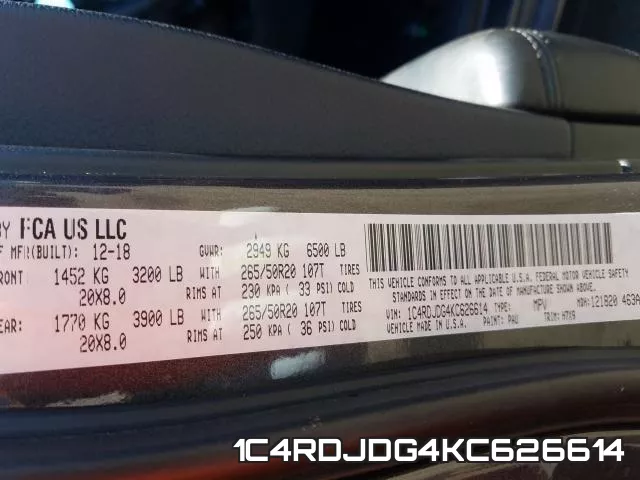 1C4RDJDG4KC626614 фото 2