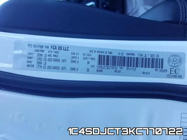 1C4SDJCT3KC770722 фото 2
