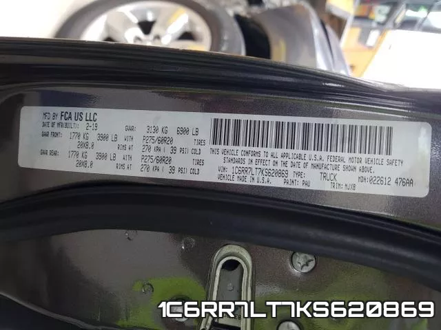 1C6RR7LT7KS620869 фото 2
