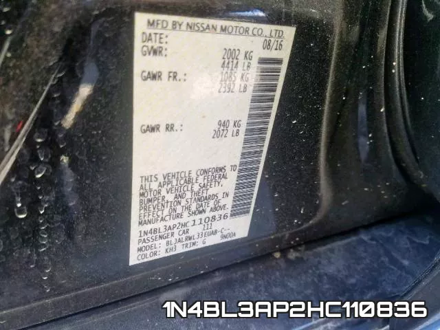1N4BL3AP2HC110836 фото 2