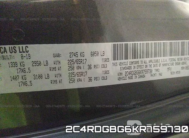 2C4RDGBG6KR759730 фото 10
