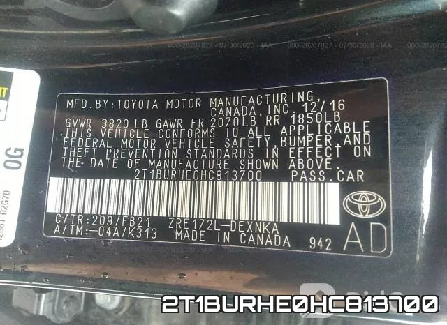 2T1BURHE0HC813700 фото 10