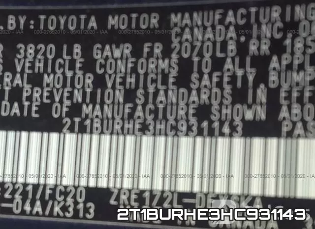 2T1BURHE3HC931143 фото 9