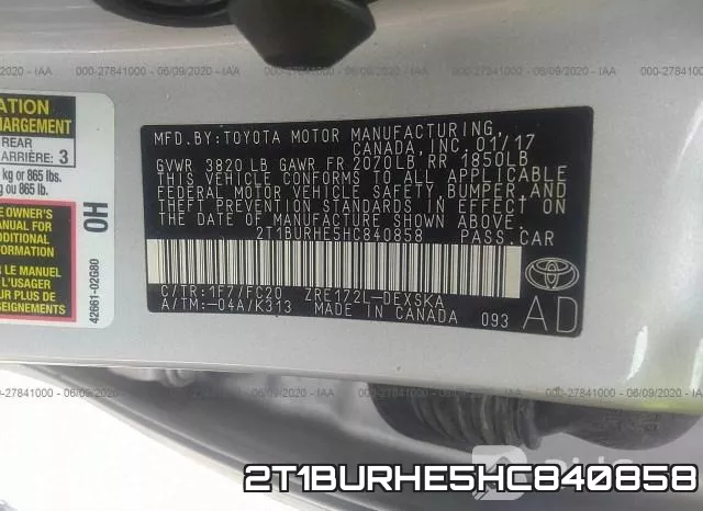 2T1BURHE5HC840858 фото 10