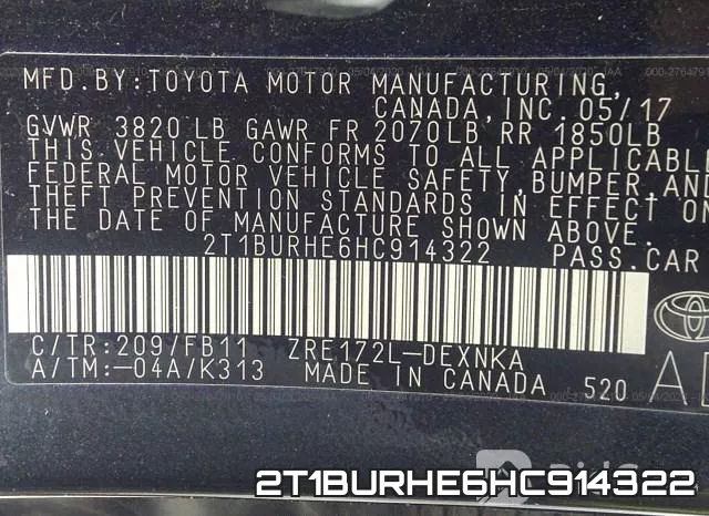 2T1BURHE6HC914322 фото 10