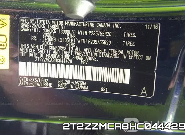 2T2ZZMCA8HC044429 фото 10