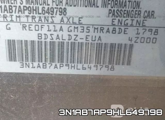 3N1AB7AP9HL649798 фото 10