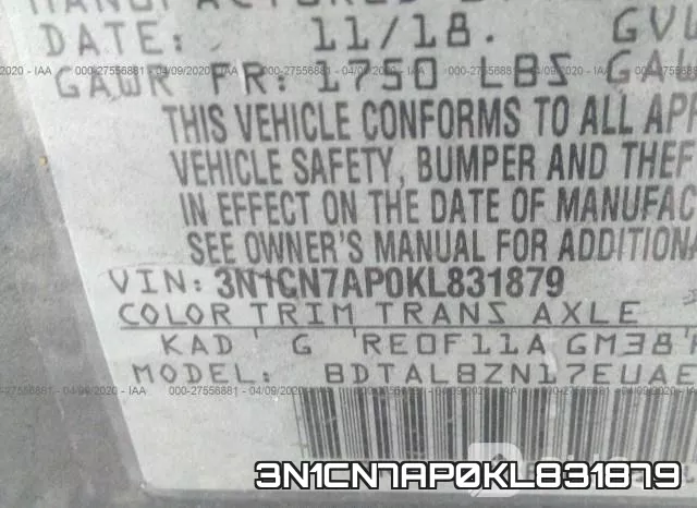 3N1CN7AP0KL831879 фото 10