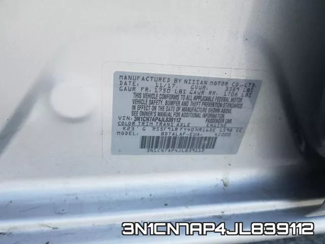 3N1CN7AP4JL839112 фото 2