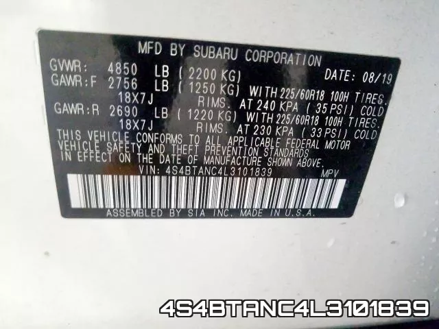 4S4BTANC4L3101839 фото 2