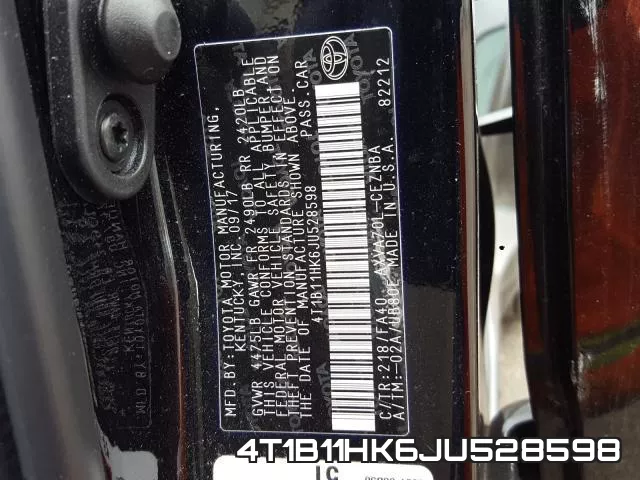 4T1B11HK6JU528598 фото 2