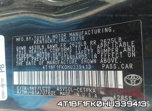 4T1BF1FK0HU339413 фото 10