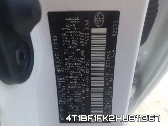 4T1BF1FK2HU811367 фото 2