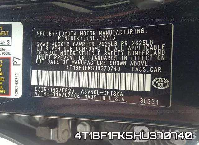 4T1BF1FK5HU370740 фото 10